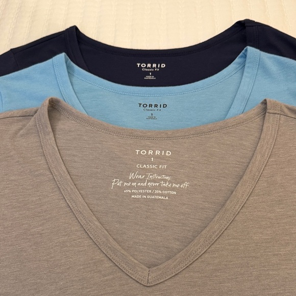Torrid Classic Short Sleeve V-Neck Tees - Light Blue, Navy Blue and Gray. NWOT - Picture 2 of 4